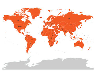 map of united nation with orange highlighted vector