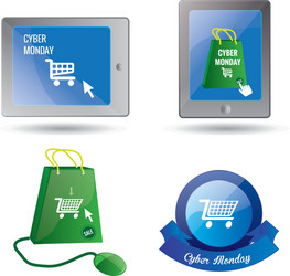 a set different elements with text for cyber vector image