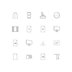 files and folders sign linear thin icons set vector image
