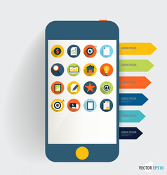 touchscreen device with application icon and note vector image