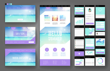 website design template and interface elements vector image