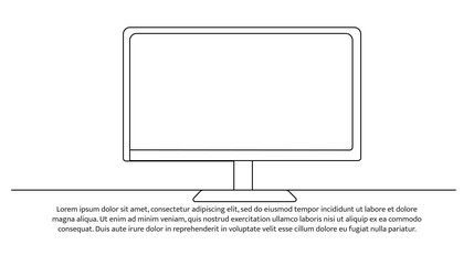 continuous line design of monitor computer device vector