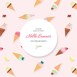 Hello summer background pattern with ice cream vector