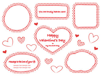 red polka dot message frames with text space vector