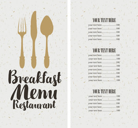 Menu with vintage cutlery Royalty Free Vector Image