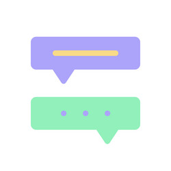 Communication with chat bot flat color ui icon vector