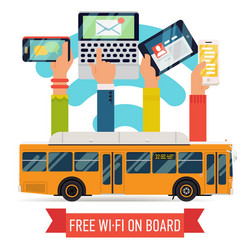 Free wi-fi on board public transport poster vector