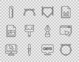 set line computer monitor and cursor circle vector image