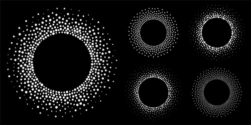 white halftone circular dotted frames set vector