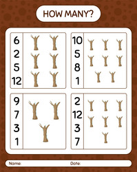 How many counting game with dead tree worksheet vector