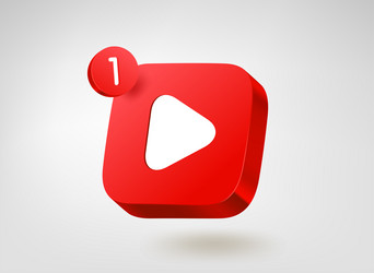 media player button 3d mobile application icon vector