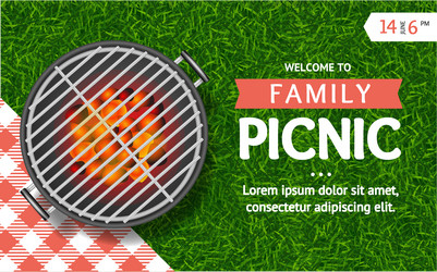 realistic detailed 3d barbecue grill and family vector