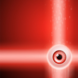 Red background with eye and binary code vector