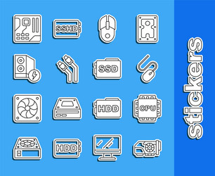 set line video graphic card processor with cpu vector image