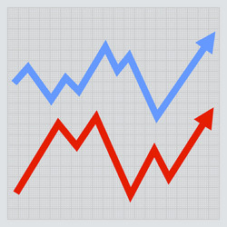 Business graph red and blue arrowson light vector