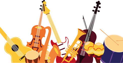 Orchesta musical instruments objects design vector