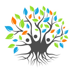 people tree with multicolored leaves vector image