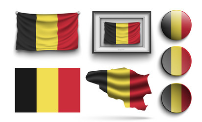 Set of belgium flags collection isolated vector