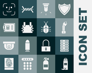 Set pepper spray server data web hosting vector