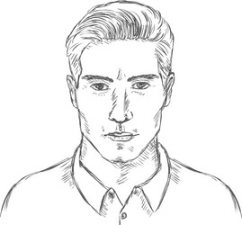 single sketch male face men hairstyle vector