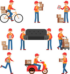 workers of delivery different characters set vector