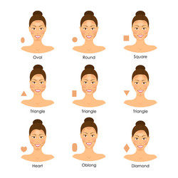 Cartoon face type contouring tutorial icon set vector