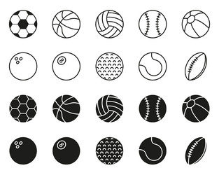 collection of balls for basketball baseball vector