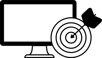 desktop computer device with target arrow vector image