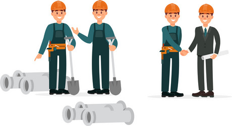 Man engineer and builder working on construction vector