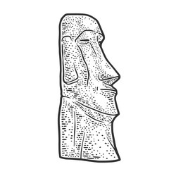 Moai stone statue sketch vector