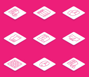 set line case of computer server data web hosting vector image