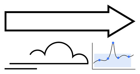 navigating growth arrow symbol with cloud and data vector image
