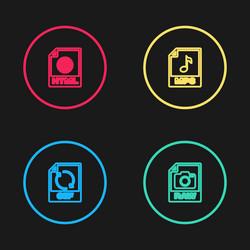 set line gif file document raw mp3 and html icon vector