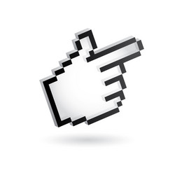 3d of pixelated hand pointer isolated on white vector image