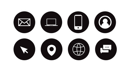 Contact icon set black and white Royalty Free Vector Image