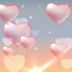 pink heart balloons vector