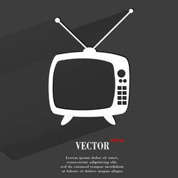 retro tv flat modern web button with long shadow vector