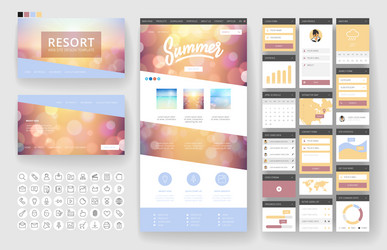 website design template and interface elements vector image