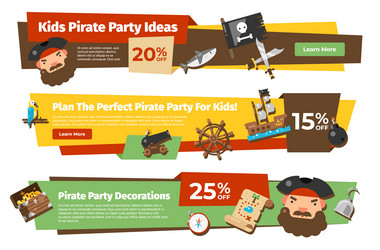 childish pirate party decorative landing page vector