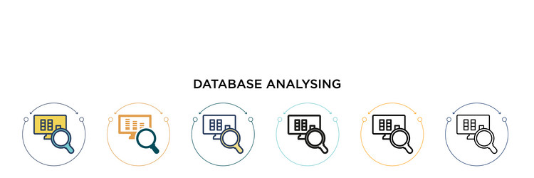 Database analysing icon in filled thin line vector