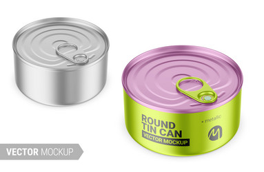 Gray metallic tin can mockup vector