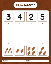 how many counting game with taro root worksheet vector image