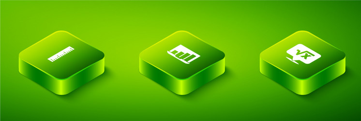 set isometric laptop with graph chart square root vector image