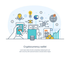 Cryptocurrency digital wallet technology vector