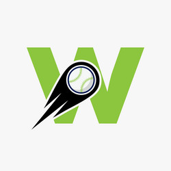 Letter w baseball logo concept with moving Vector Image