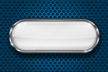 Blue oval buttons with chrome frame Royalty Free Vector