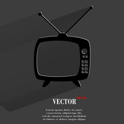 retro tv flat modern web button with long shadow vector image