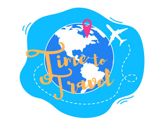 time to travel around world flat concept vector