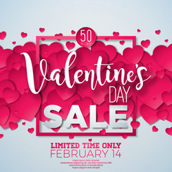 valentines day sale background with red heart Vector Image