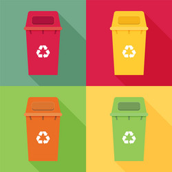 Waste sorting garbage bin set management vector